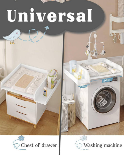 Rootz Baby Changing Attachment - White - Washing Machine Topper - Baby Diaper Changer - 80cm x 70cm x 16.5cm