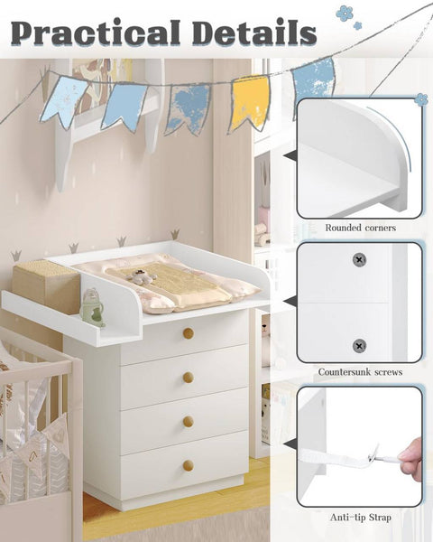 Rootz Baby Changing Attachment - White - Washing Machine Topper - Baby Diaper Changer - 80cm x 70cm x 16.5cm