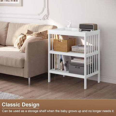 Rootz Baby Changing Table - Nursery Station - Diapering Table - E1 Grade MDF - 75cm x 92cm x 51cm - White - Organized Storage - Lumbar Support