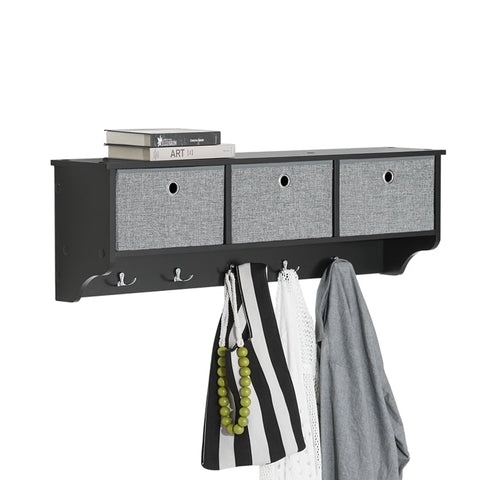 Rootz Wall Coat Rack with Storage - Key Organizer - Entryway Shelf - FSC Certified - 100x30x20 cm - Eco-Friendly Honeycomb Packaging