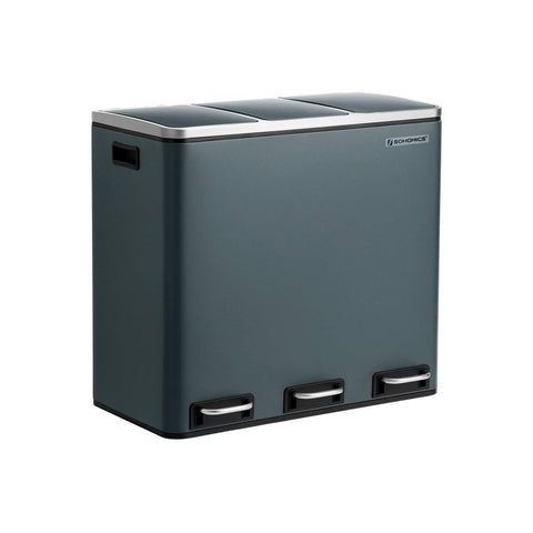 Rootz Waste Bin - Kitchen Waste Bin - Trash Bin - Garbage Bin - Rubbish Bin - Outdoor Waste Bin - Bathroom Waste Bin - Office Waste Bin - Grey-black - 60.4 x 30 x 56.3 cm (L x W x H)