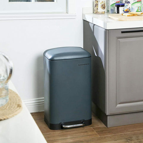 Rootz Rubbish Bin - 30 Liters Rubbish Bin - Trash Bin - Garbage Bin - Waste Bin - Outdoor Rubbish Bin - Kitchen Rubbish Bin - Office Rubbish Bin - Bin Liners - Green-grey - 34.5 x 27.5 x 61.5 cm (L x W x H)
