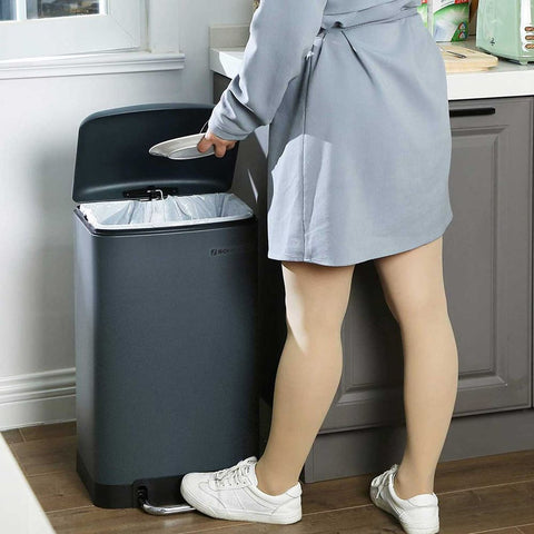 Rootz Rubbish Bin - 30 Liters Rubbish Bin - Trash Bin - Garbage Bin - Waste Bin - Outdoor Rubbish Bin - Kitchen Rubbish Bin - Office Rubbish Bin - Bin Liners - Green-grey - 34.5 x 27.5 x 61.5 cm (L x W x H)