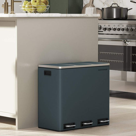 Rootz Waste Bin - Kitchen Waste Bin - Trash Bin - Garbage Bin - Rubbish Bin - Outdoor Waste Bin - Bathroom Waste Bin - Office Waste Bin - Grey-black - 60.4 x 30 x 56.3 cm (L x W x H)
