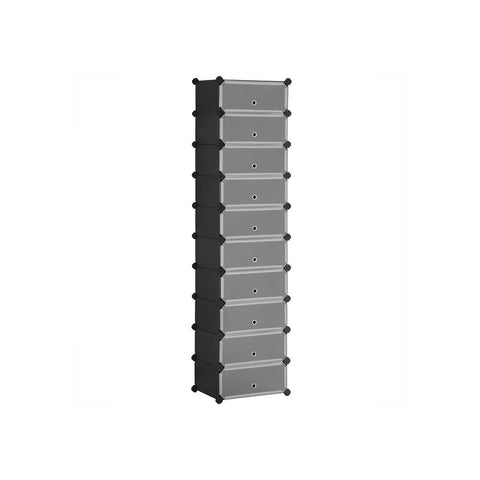 Rootz Shoe Rack - High Shoe Rack - Plastic Shoe Rack - Shoe Storage Rack - Shoe Organizer - Shoe Shelf - Shoe Cabinet - Shoe Rack Bench - Hanging Shoe Rack - Black - 43 x 31 x 173 cm (L x W x H)