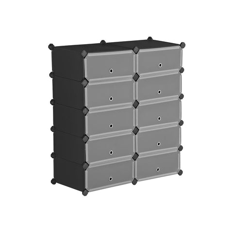 Rootz Shoe Rack - High Shoe Rack - Plastic Shoe Rack - Shoe Storage Rack - Shoe Organizer - Shoe Shelf - Shoe Cabinet - Shoe Rack Bench - Hanging Shoe Rack - Black - 43 x 31 x 173 cm (L x W x H)