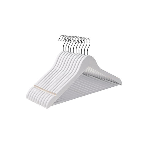 Rootz Hanger - 10 Pieces Hangers - Hangers With Trouser Bar - Clothes Hanger - Coat Hanger - Garment Hanger - Plastic Hanger - Non-slip Hanger - Space-saving Hanger - White - 44.5 x 23 x 1.2 cm (W x H x D)