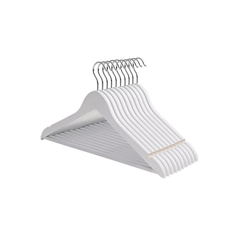 Rootz Hanger - 10 Pieces Hangers - Hangers With Trouser Bar - Clothes Hanger - Coat Hanger - Garment Hanger - Plastic Hanger - Non-slip Hanger - Space-saving Hanger - White - 44.5 x 23 x 1.2 cm (W x H x D)