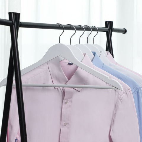 Rootz Hanger - 10 Pieces Hangers - Hangers With Trouser Bar - Clothes Hanger - Coat Hanger - Garment Hanger - Plastic Hanger - Non-slip Hanger - Space-saving Hanger - White - 44.5 x 23 x 1.2 cm (W x H x D)
