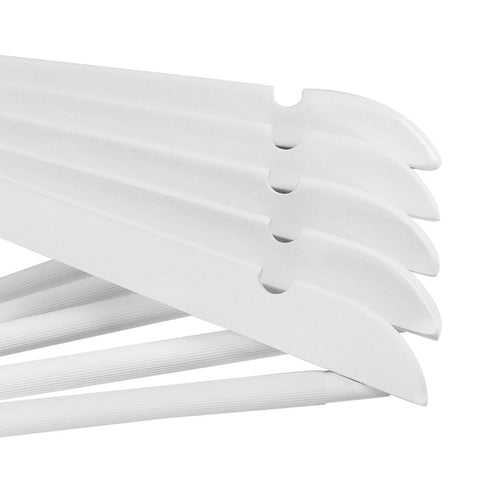 Rootz Hanger - 10 Pieces Hangers - Hangers With Trouser Bar - Clothes Hanger - Coat Hanger - Garment Hanger - Plastic Hanger - Non-slip Hanger - Space-saving Hanger - White - 44.5 x 23 x 1.2 cm (W x H x D)