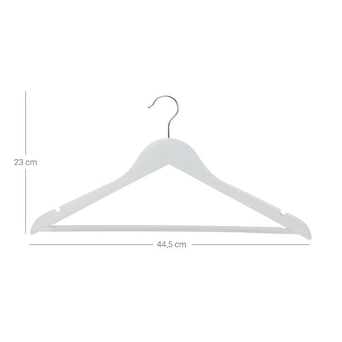 Rootz Hanger - 10 Pieces Hangers - Hangers With Trouser Bar - Clothes Hanger - Coat Hanger - Garment Hanger - Plastic Hanger - Non-slip Hanger - Space-saving Hanger - White - 44.5 x 23 x 1.2 cm (W x H x D)