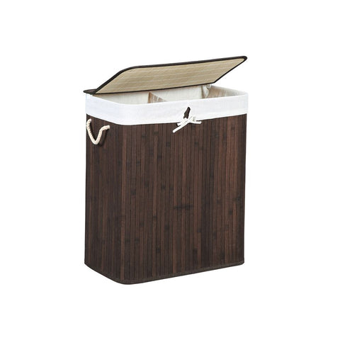 Rootz Laundry Basket - Bamboo Laundry Basket - Clothes Basket - Laundry Storage - Laundry Organizer - Portable Laundry Basket - Laundry Sorter - Brown - 51.5 x 31.5 x 60.5 cm (L x W x H)