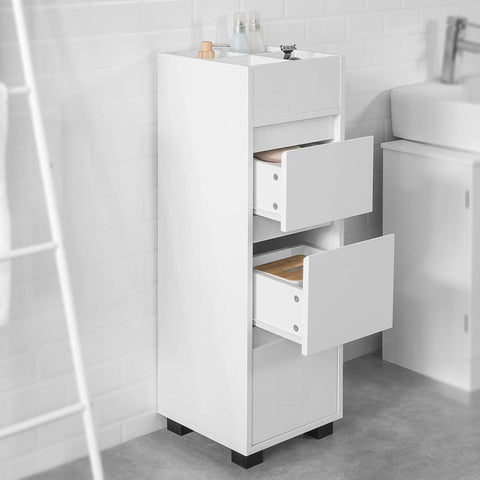 Rootz White Bathroom - Cabinet Bathroom - Storage Cabinet Unit with 3 Drawers