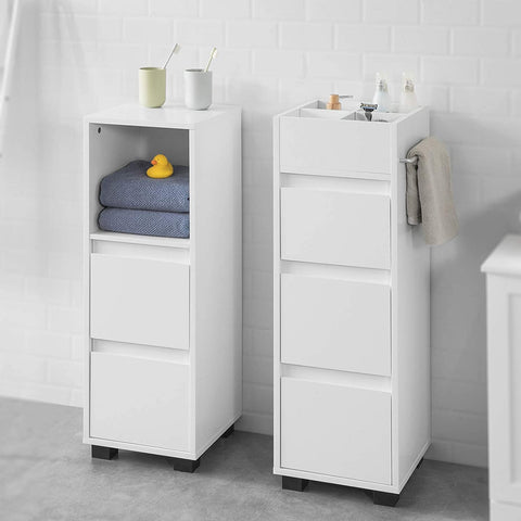 Rootz White Bathroom - Cabinet Bathroom - Storage Cabinet Unit with 3 Drawers