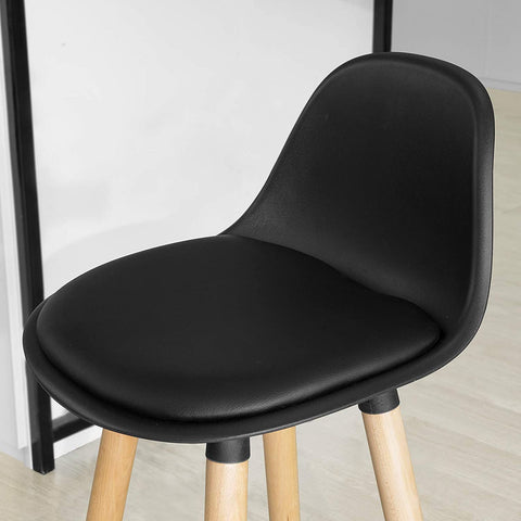 Rootz Kitchen Breakfast Barstool - Bar Stool with PU Leather Padded Seat & Beech Wood Legs