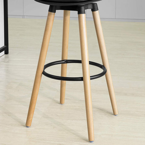 Rootz Kitchen Breakfast Barstool - Bar Stool with PU Leather Padded Seat & Beech Wood Legs
