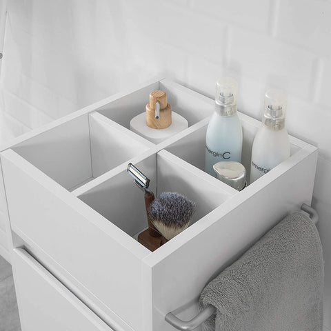Rootz White Bathroom - Cabinet Bathroom - Storage Cabinet Unit with 3 Drawers