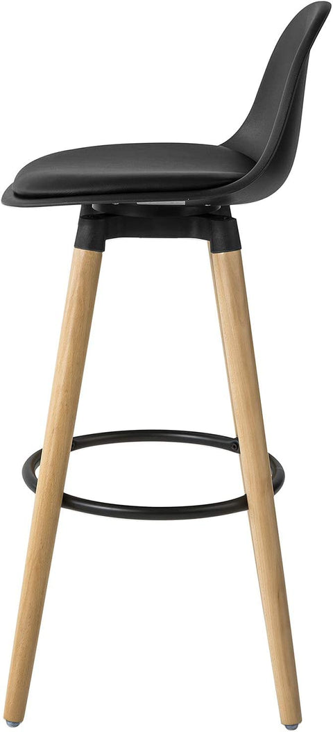 Rootz Kitchen Breakfast Barstool - Bar Stool with PU Leather Padded Seat & Beech Wood Legs
