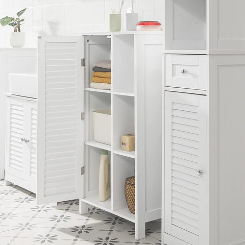 Rootz Bathroom Cabinet - Bathroom Storage Cabinet - Cupboard with 3 Shelves and 1 Shutter Door