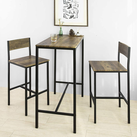 Rootz Bar Set - 1 Bar Table and 2 Stools - 3 Pieces Home Kitchen Breakfast Bar Set - Furniture Dining Set