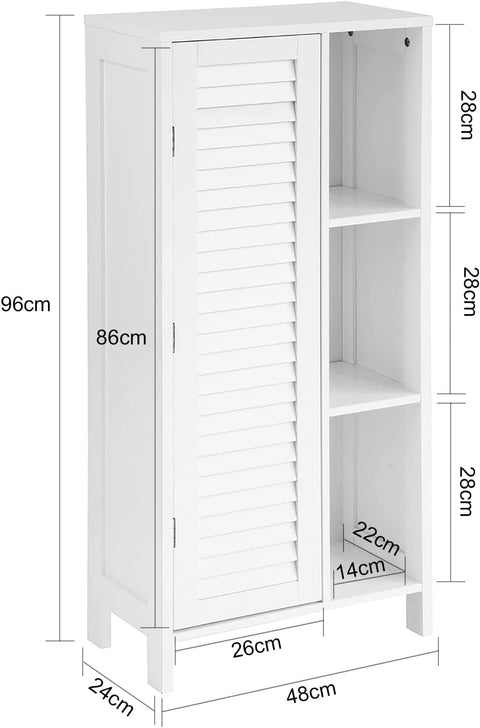 Rootz Bathroom Cabinet - Bathroom Storage Cabinet - Cupboard with 3 Shelves and 1 Shutter Door