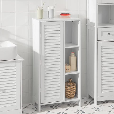Rootz Bathroom Cabinet - Bathroom Storage Cabinet - Cupboard with 3 Shelves and 1 Shutter Door