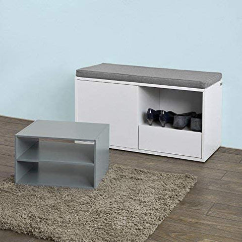 Rootz Hallway Shoe Cabinet - Shoe Rack- Shoe Storage Bench with Removable Seat Cushion