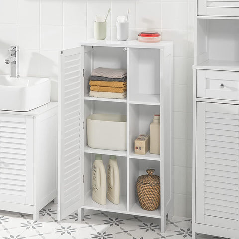 Rootz Bathroom Cabinet - Bathroom Storage Cabinet - Cupboard with 3 Shelves and 1 Shutter Door