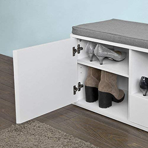 Rootz Hallway Shoe Cabinet - Shoe Rack- Shoe Storage Bench with Removable Seat Cushion