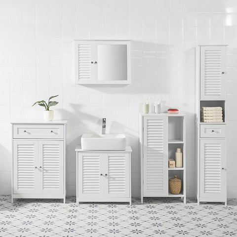 Rootz Bathroom Cabinet - Bathroom Storage Cabinet - Cupboard with 3 Shelves and 1 Shutter Door