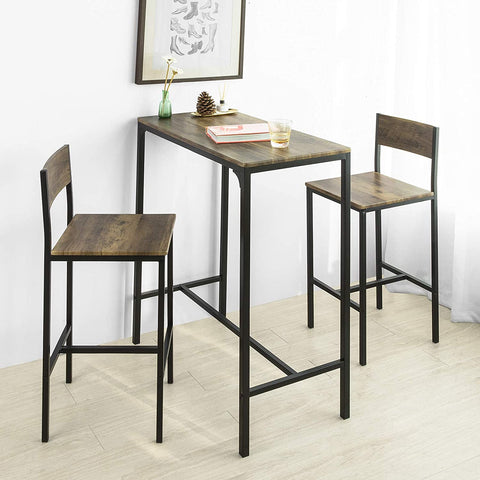 Rootz Bar Set - 1 Bar Table and 2 Stools - 3 Pieces Home Kitchen Breakfast Bar Set - Furniture Dining Set