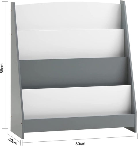 Rootz Children Kids Bookcase Book Shelf Storage Shelf Rack Organizer Holder with 4 Shelves