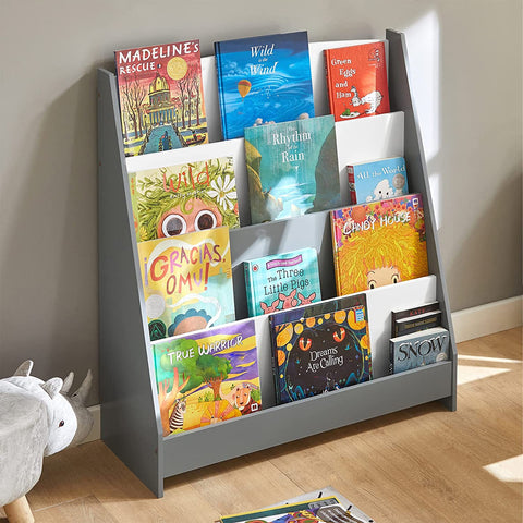 Rootz Children Kids Bookcase Book Shelf Storage Shelf Rack Organizer Holder with 4 Shelves