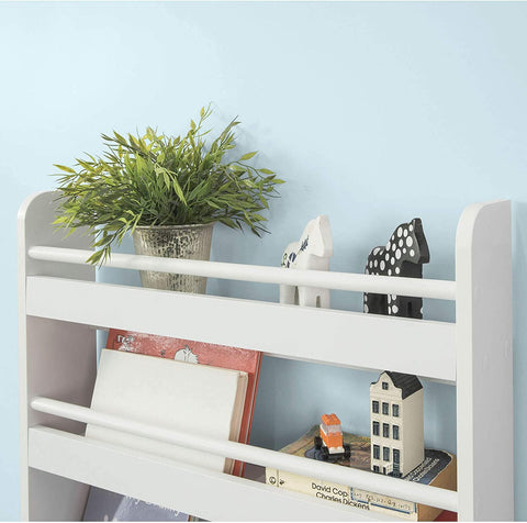 Rootz Wall Mounted 4 Tiers Children Kids Bookcase Book Shelf -Storage Display Shelving Rack- 60x12x80cm