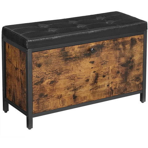Rootz Shoe Bench - Shoe Cabinet - Storage - 6 Pairs of Shoes - Industrial - 80 x 30 x 51 cm - Brown - Black