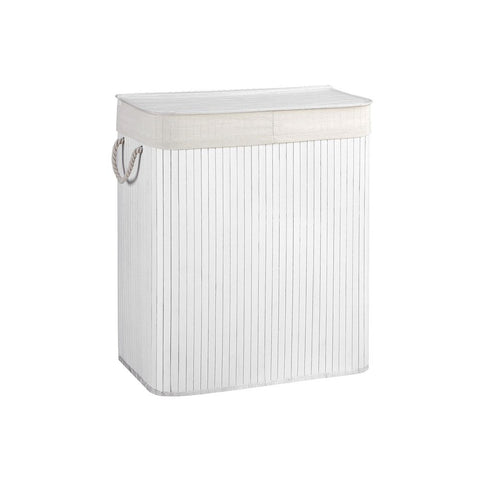 Rootz Laundry Basket - Bamboo Laundry Basket - Hamper - Clothes Basket - Laundry Storage - Laundry Organizer - Laundry Sorter - Laundry Bin - White - 52 x 63 x 32 cm (W x H x D)