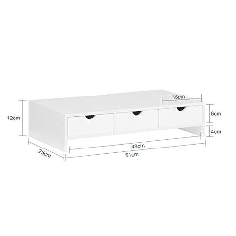 Rootz Monitor Stand Computer Screen Monitor Stand -Monitor Riser Desk Organizer with 3 Drawers