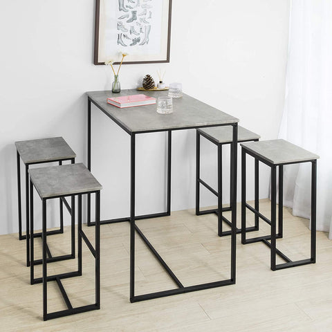Rootz Bar Set - 1 Bar Table and 4 Stools - Home Kitchen Breakfast Bar Set - Furniture Dining Set