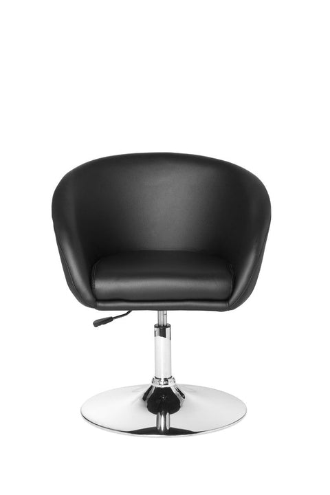 Rootz Lounge Armchair - Black Synthetic Leather - Swivel - Modern Design - Dining Room Chair - Club Chair