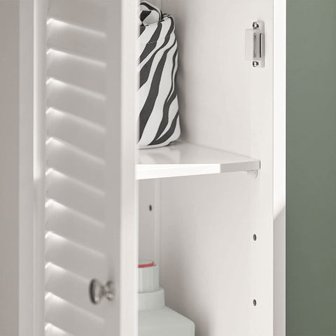 Rootz Bathroom Tall Cabinet - Bathroom Storage with 2 Shutter Doors and 1 Drawer