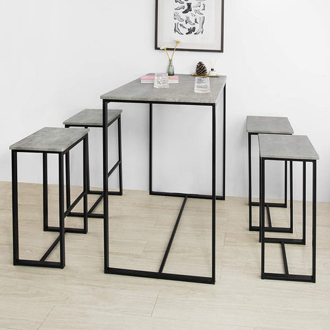 Rootz Bar Set - 1 Bar Table and 4 Stools - Home Kitchen Breakfast Bar Set - Furniture Dining Set