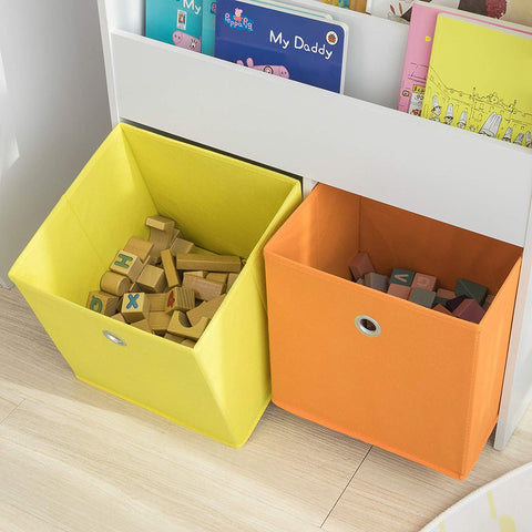 Rootz Children Kids Bookcase Book Shelf -Storage Display Rack Organizer Holder with Fabric Drawers