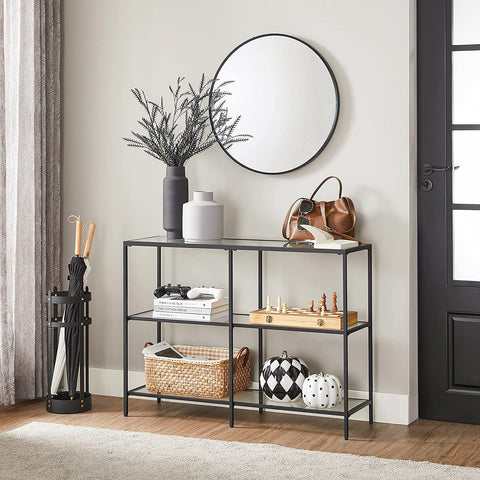 Rootz Console Table - Console Table - Side Table - with Tempered Glass - Modern - Black - 100 x 30 x 73 cm