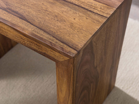 Rootz Nesting Tables - Set of 3 - Solid Wood Sheesham - Dark Brown - Country Style - Living Room Side Tables