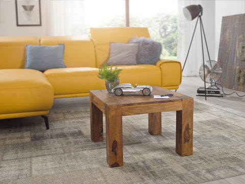 Rootz Coffee Table - Solid Wood Sheesham - 60cm Wide - Dark Brown - Country House Style - Living Room Side Table