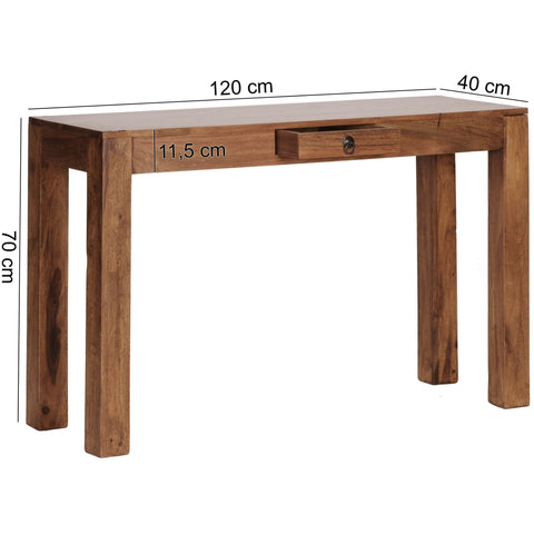 Rootz  Console Table - Solid Wood Sheesham - Country-Style Sideboard with 1 Drawer - 120x40cm