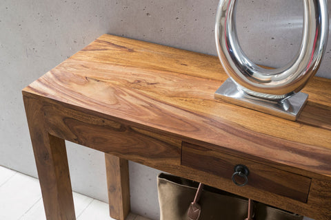Rootz  Console Table - Solid Wood Sheesham - Country-Style Sideboard with 1 Drawer - 120x40cm