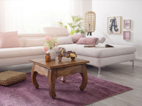 Rootz Coffee Table - Solid Wood Sheesham - 60cm Wide - Dark Brown - Country Style - Living Room Table