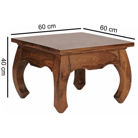 Rootz Coffee Table - Solid Wood Sheesham - 60cm Wide - Dark Brown - Country Style - Living Room Table
