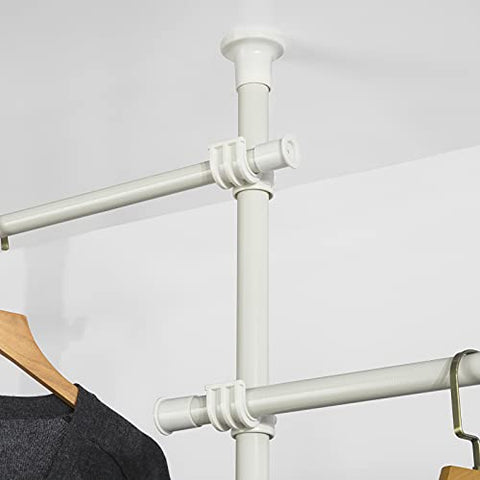 Rootz Telescopic Wardrobe Organiser-Hanging Rail-Clothes Rack-Storage Shelving